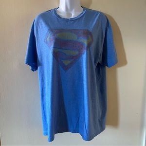 SUPERMAN MEN T-SHIRT BLUE SIZE XL CLASSIC COMIC BOOK APPAREL SUMMER Short Sleeve